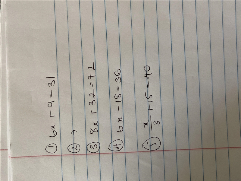 Write an equation from the given statement and solve. 1). The sum of six times a number-example-1