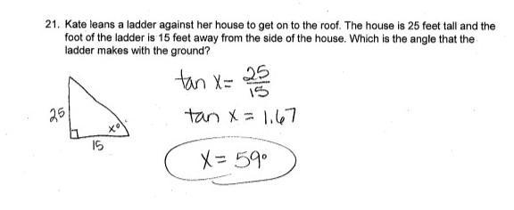 Kate lanes a letter against her house to get to the roof. The house is 25 feet tall-example-1