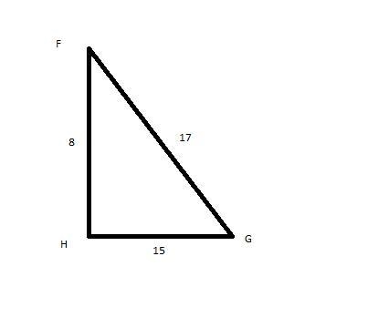 In ΔFGH, the measure of ∠H=90°, FH = 8, OF = 17, and HG = 15. What ratio represents-example-1