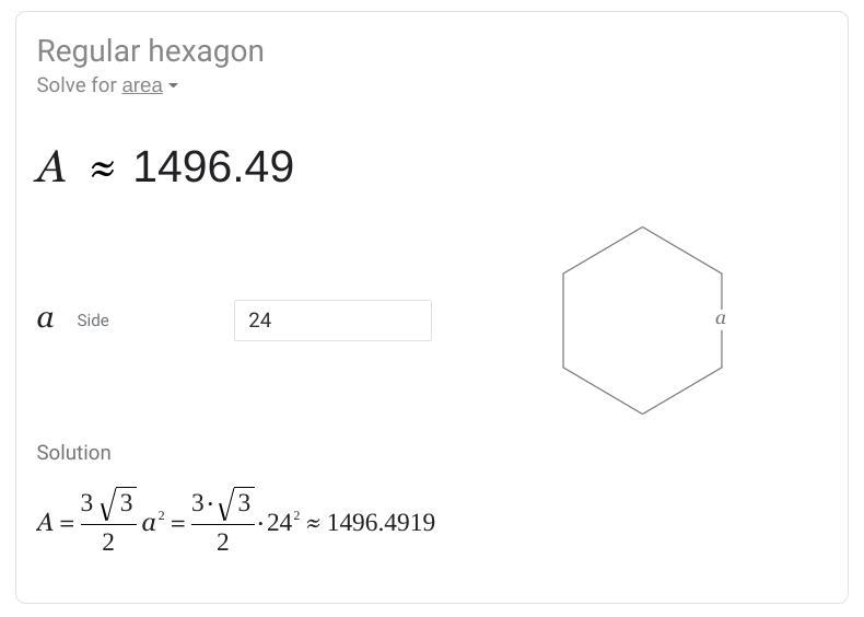 Using any method, find the area of the regular hexagon shown below. Show all work-example-1