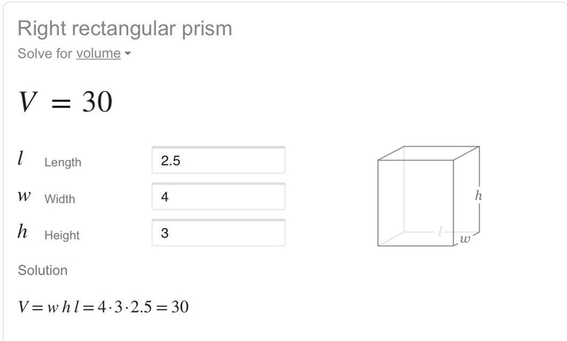 What is the volume of a rectangular prism with a length of 2 1/2 inch width of 4 inches-example-1