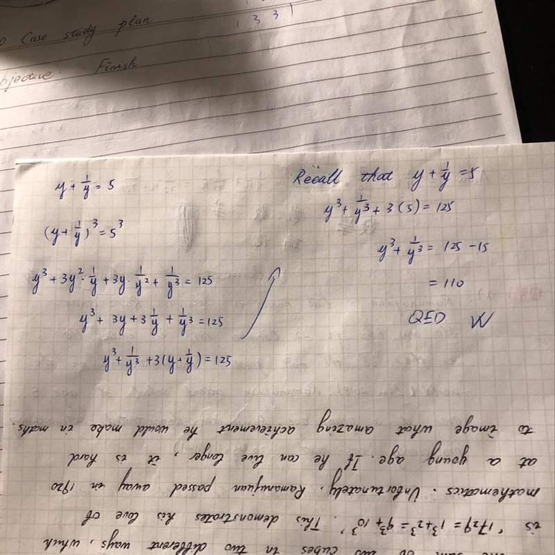 If y+1/y=5 then show that (y^3+1/y^3)=110-example-1