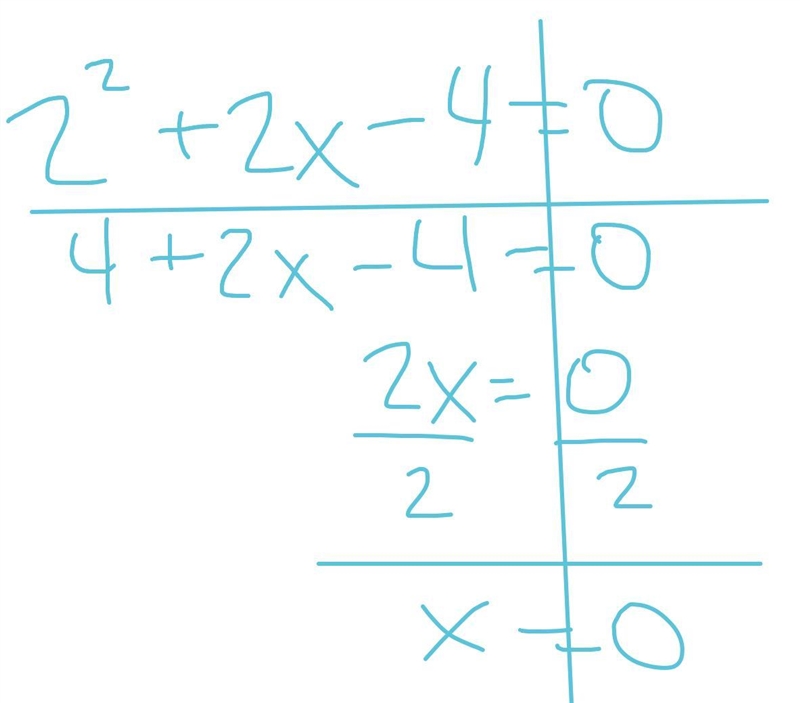 Can you help me find the solution to this problem 2^2+2x-4=0-example-1