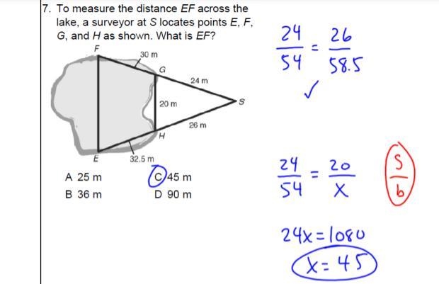 Measuring the distance of EF across the lake??-example-1