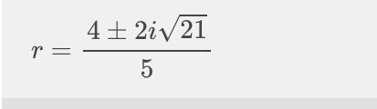 Solve by using the quadratic form 5r^2-8r+20=0-example-1