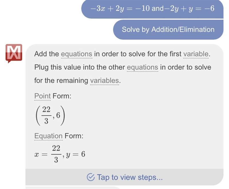 -3x+2y=-10 and -2x+y=-6 solve by elimination-example-1