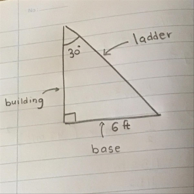 A ladder is propped against the side of a building making a 30 degree angle with the-example-1