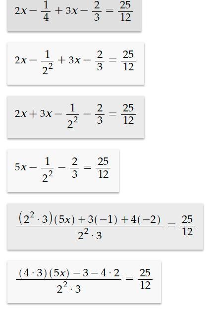 Solve the 2x-1/4+3x-2/3=25/12​-example-1