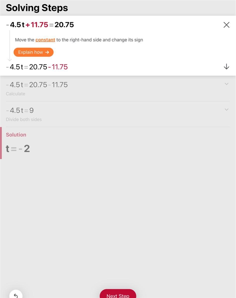 -4.5t + 11.75 = 20.75 WITH STEPS-example-1