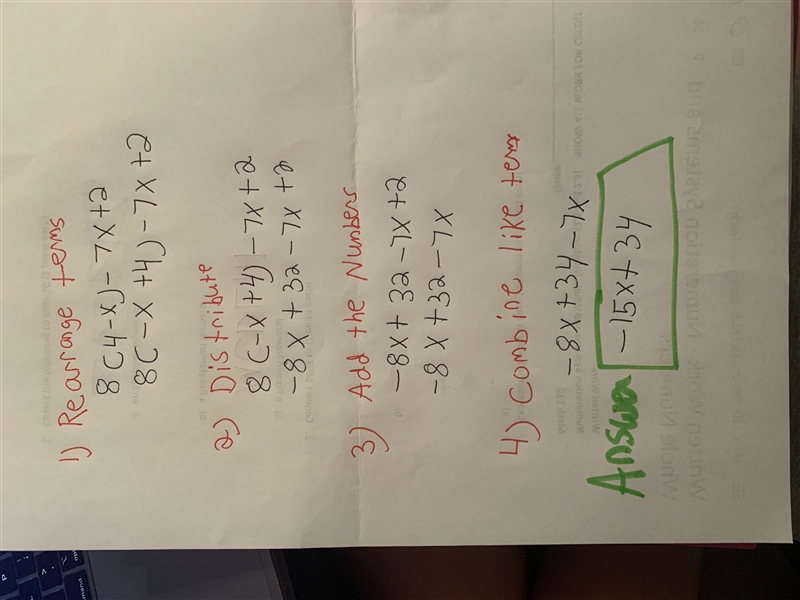 /dashboard/home Question 1 Solve the equation. 8(4-x) -7x + 2 ? DONE-example-1