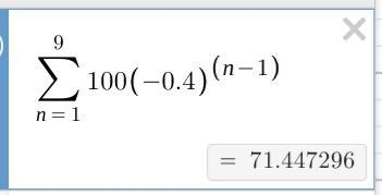 Find the sum of the first nine terms 100,−40,16-example-1