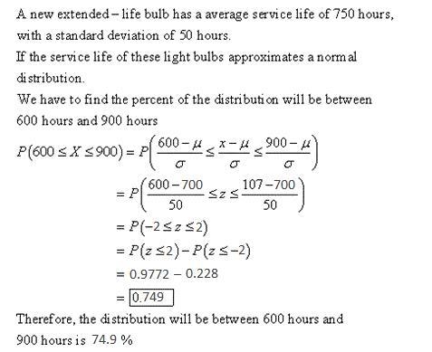 a new extended-life light bulb has an average service life of 700 hours, with a standard-example-1