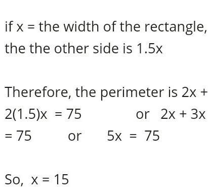 A rectangle is 1.5 times as long as it is wide. The perimeter of the rectangle is-example-1