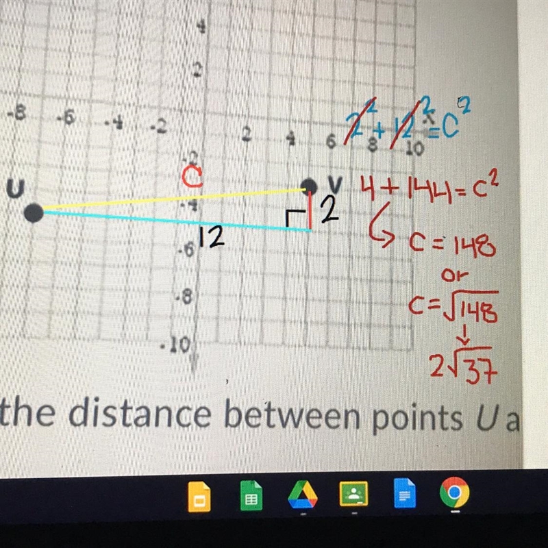 Find the distance between u and v in the coordinate plane​ options A) 2 square root-example-1