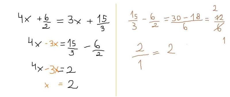 26. 4x + 6/2 = 3x +15/3-example-1