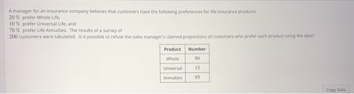 A manager for an insurance company believes that customers have the following preferences-example-1