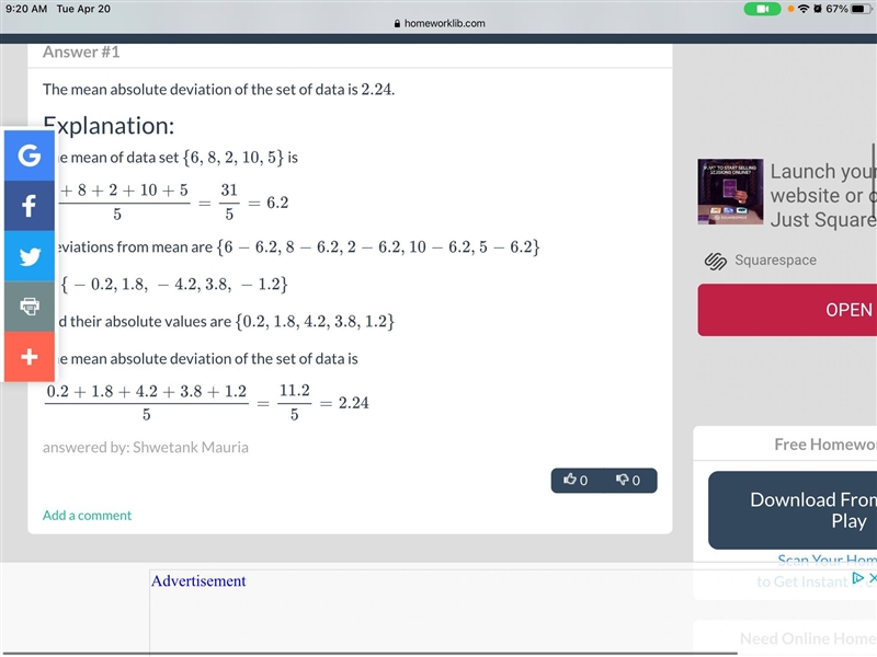 What is the mean absolute deviation of the data set? {12, 17, 12, 8,6)-example-1