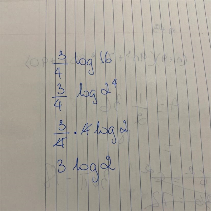 E 3/4 log 16 I want to see the solving-example-1