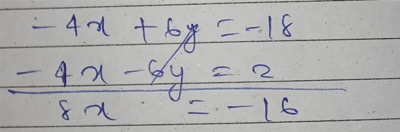 Solve -2x+3y=-9 4x-6y=2-example-1