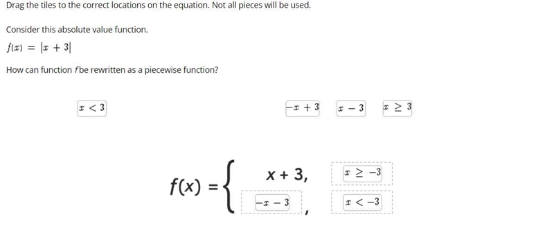 Consider this absolute value function. f(x) = |1 + 3| How can function fbe rewritten-example-1