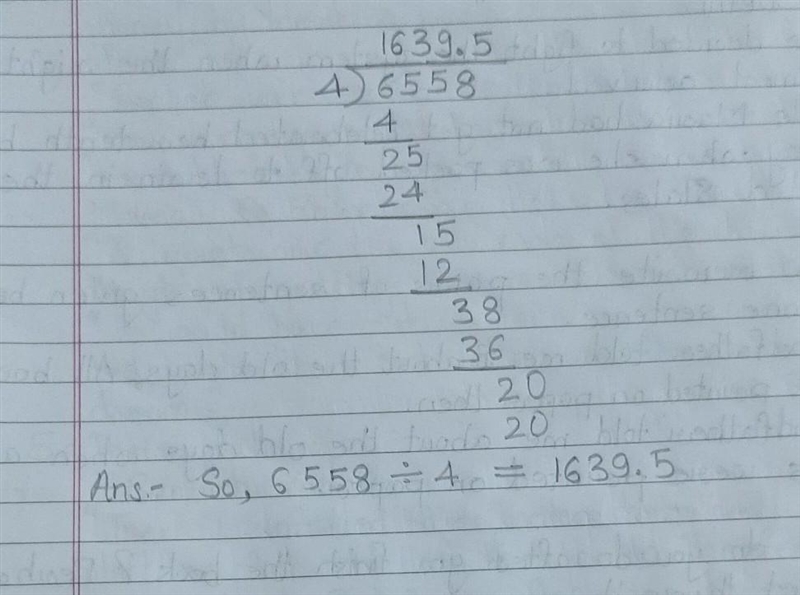 How to divide 6,558 by 4 in long division-example-1