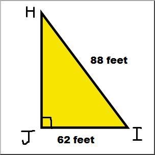 In ΔHIJ, the measure of ∠J=90°, HI = 88 feet, and IJ = 62 feet. Find the measure of-example-1