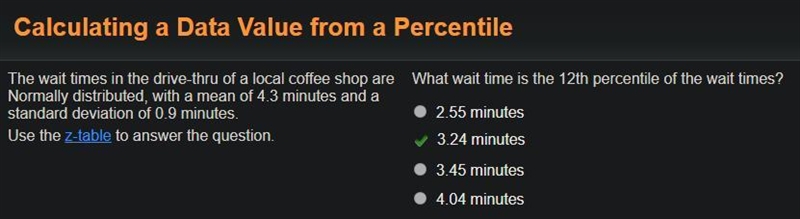 The wait times in the drive-thru of a local coffee shop are Normally distributed, with-example-1