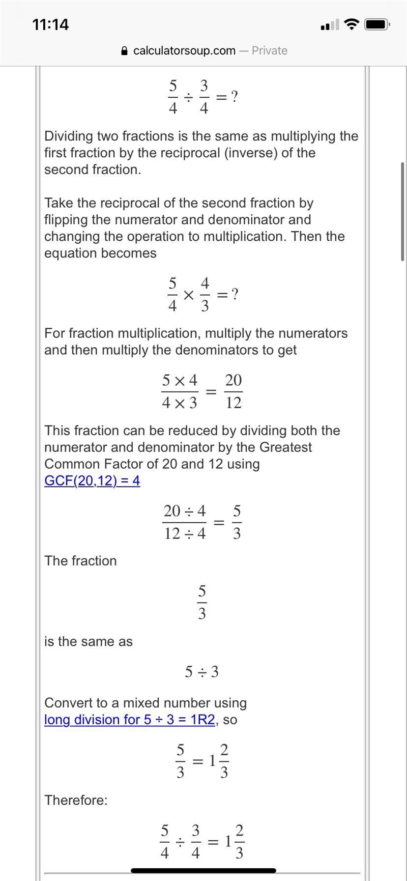 What is 5/4 divided by 3/4 in a fraction form-example-1