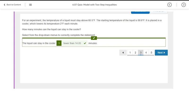 For an experiment, the temperature of a liquid must stay above 60.5°F. The starting-example-1