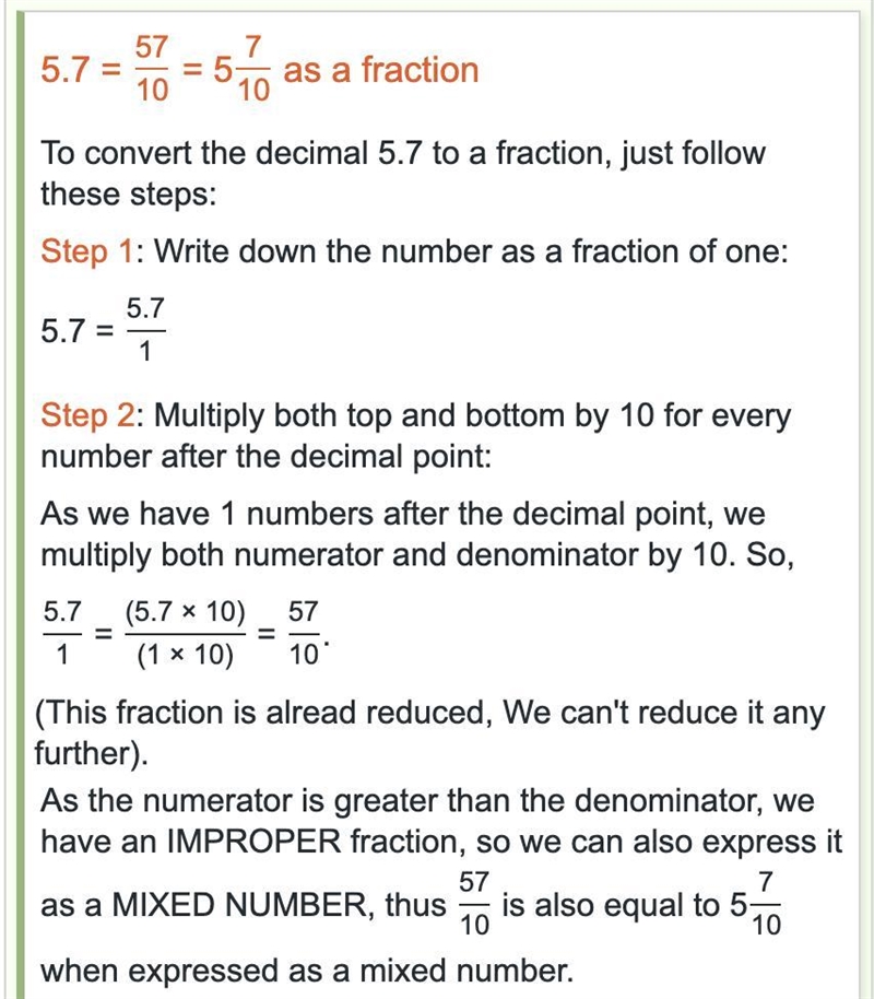 Write 5.7 decimal as a mixed fraction​-example-1