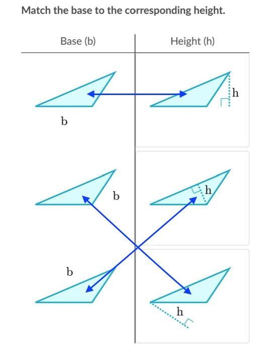 Match the base to the corresponding height.-example-1