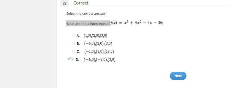 What are the x-intercepts of f(x)=x^3+4x^2-9x-36-example-1