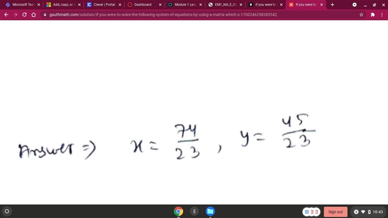 if you were to solve the following system of equations by using a matrix, which of-example-1