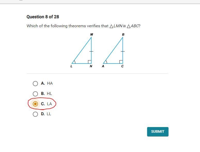 Which of the following theorems verifies that LMN = ABC-example-1