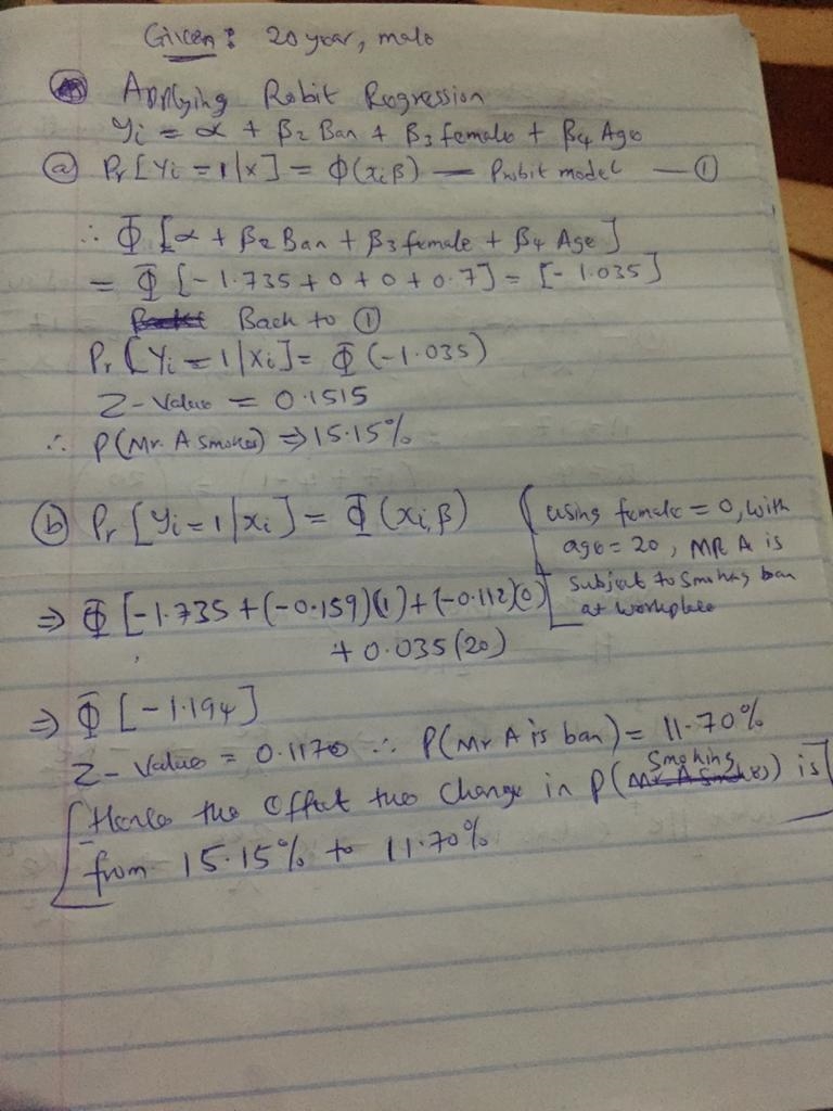 Mr. A is white, non-hispanic, 20 years old, and a high school dropout. Using the probit-example-2