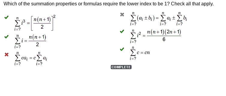 Which of the summation properties or formulas require the lower index to be 1? Check-example-1