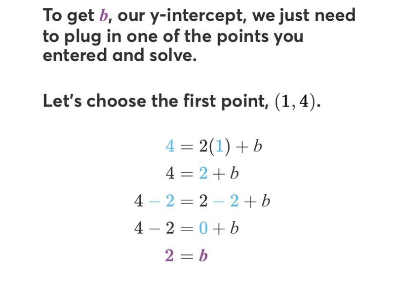 The points (1, 4) and (0, 2) fall on a particular line. What is its equation in slope-example-1