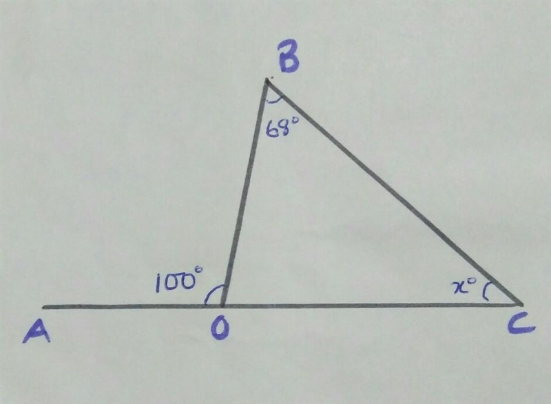 In the figure below, what is the value of xº? 68 100° A. 800 B. 689 C. 32° D. 180°-example-1