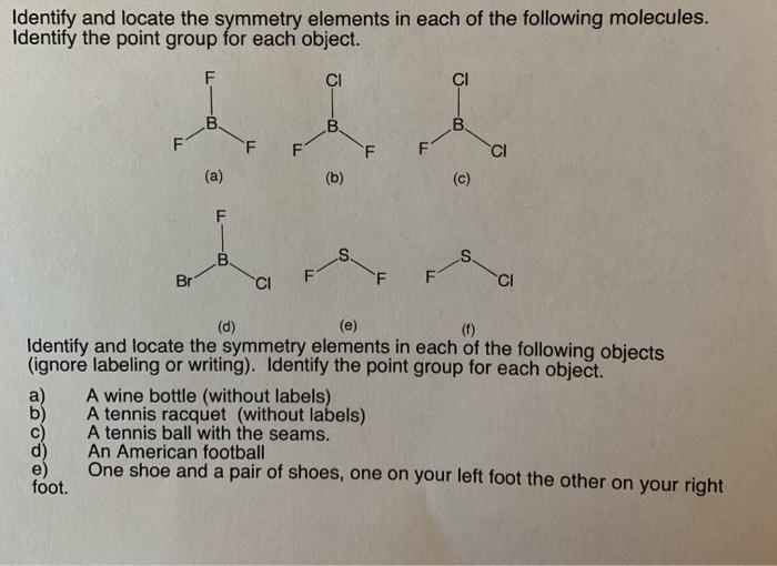 Identify and locate the symmetry elements in each of the following objects(ignore-example-1