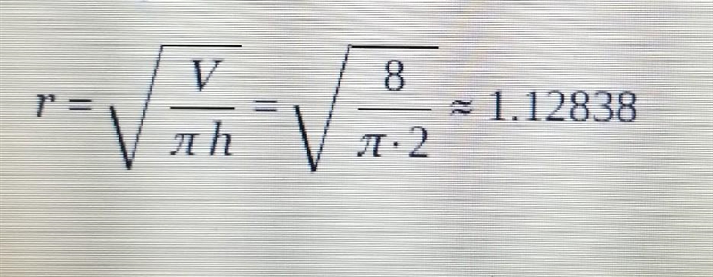 A cylinder has a volume 8m cube and a height of 2m.find the base radius of the cylinder-example-1