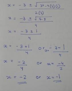 Solve by the quadratic formula. a) 5 b) -1 c) 1 d) -1/2 e) 4​-example-1