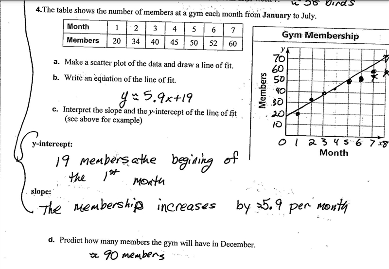 The table shows the number of members at a gym each month from January to July￼-example-1