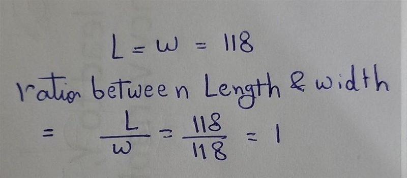 The length of the table is 118 as long as its width. Find the ratio of the length-example-1