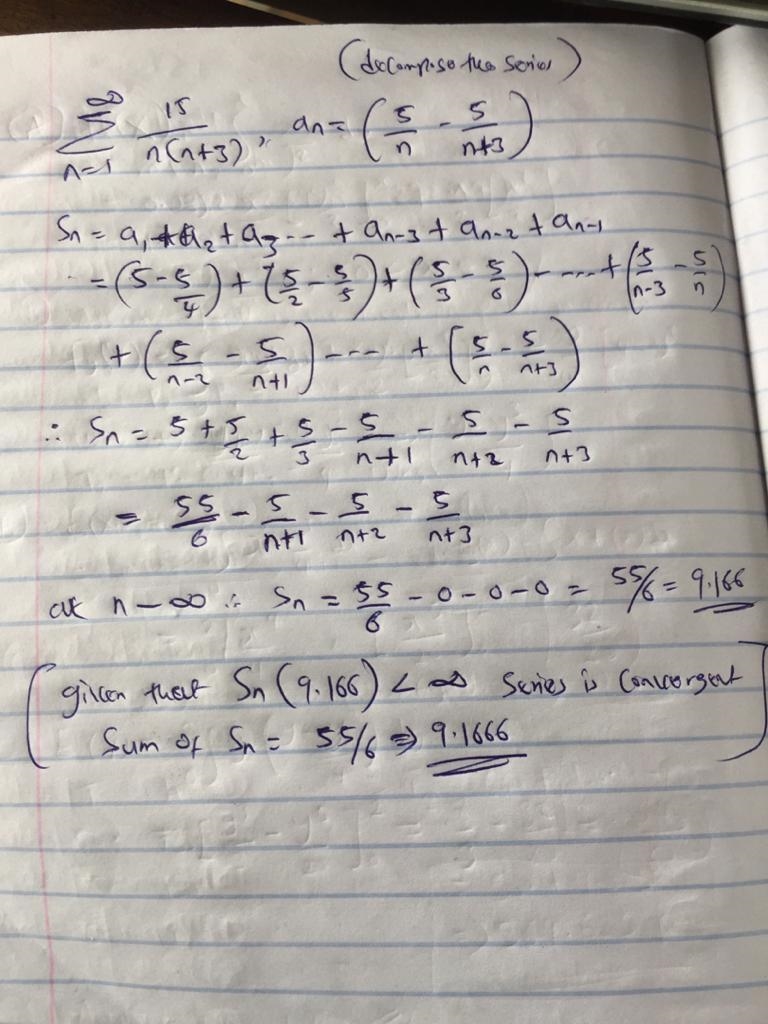 Determine whether the series is convergent or divergent by expressing sn as a telescoping-example-2