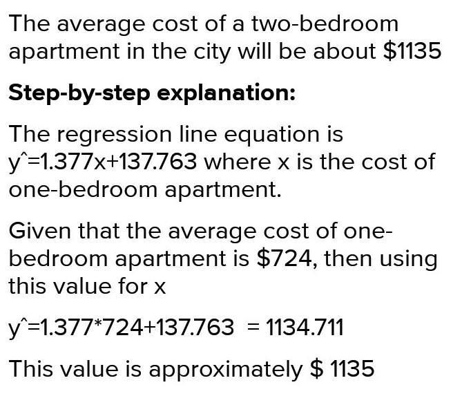 NO LINKS!!! A researcher found the average cost of one and two-bedroom apartments-example-1