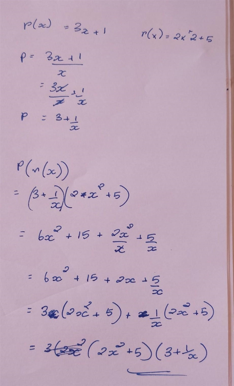 Given p(x)= 3x+1 and r(x)= 2x^2+5 which of the following represents the composition-example-1