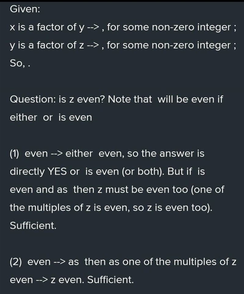 true or false : If a number Y has Z positive integer factors, then Y and 2Z are integer-example-1