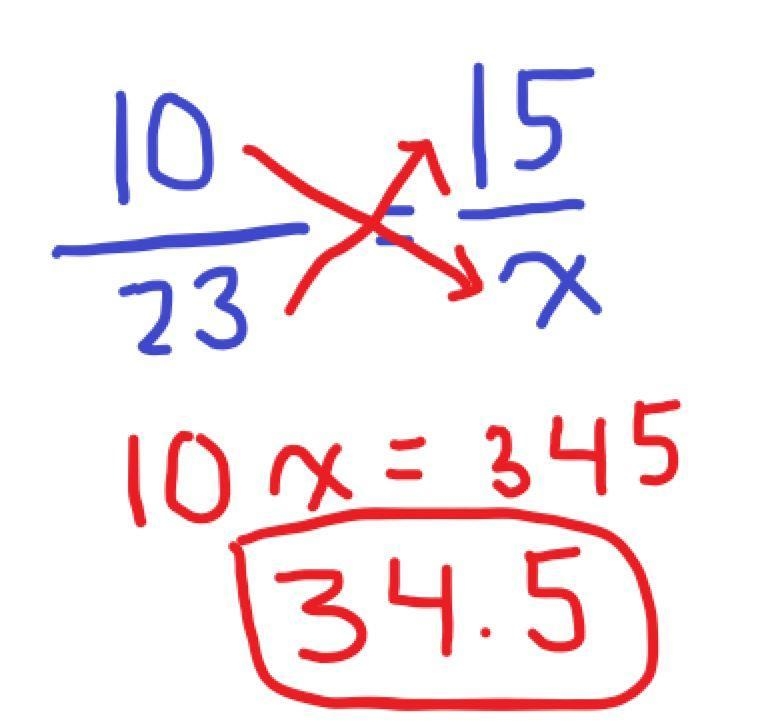 If James can swim 10 laps in 23 minutes, what would be his expected time for 15 laps-example-1