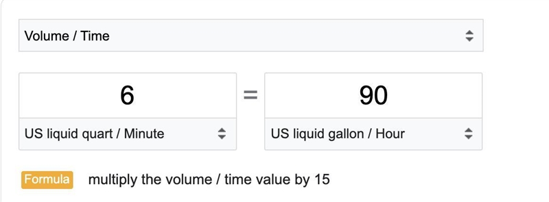 Convert 6 qt/min to gallons per hour-example-1