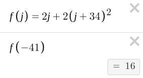 Evaluate the expression for j = -41 2j + 2(j + 34) to the second power of 2-example-1